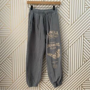 YoungLA Young Dreamers Club Butterfly Sweatpants joggers drawstring Blue Gray S